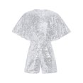 thumbnail image 2 of YiZYiF Girls Sequins Jumpsuits Sparkly Rompers V Neck Cap Sleeve Pageant Party Disco Dance Outfits Silver 8, 2 of 5