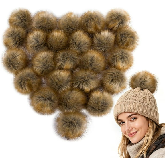 12 Pieces Faux Fur Pom Pom Balls Fur Fluffy Pompom Ball with Elastic Loop for Hats Shoes Scarves Gloves Scarves Bag Key Chain Charms Accessories