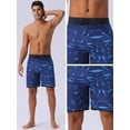 thumbnail image 4 of DARING DIVA Men's Elastic Waist Drawstring Hawaiian Print Athletic Swim Trunks 32 Blue, 4 of 6
