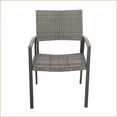 thumbnail image 5 of Patio Dining Chair, Mid-Century Modern Aluminum Frame | Light Gray Mesh Seat | Rattan Accents, 5 of 10