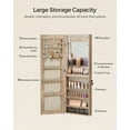 thumbnail image 2 of SONGMICS Jewelry Cabinet Armoire Organizer with LED Lights, Wall-Mounted Storage Cabinet with Full-Length Frameless Mirror, Built-in Makeup Mirror, 2 Drawers, Lockable, Camel Brown, 2 of 6