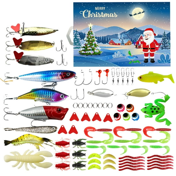 Juego Señuelos Pesca Calendario Adviento 2024 78 Piezas Regalos Navidad para Hombres