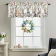 thumbnail image 5 of Easter Rabbits Valances for Windows, Watercolor Bunny Spring Red Yellow Blue Purple Floral Plant Valance Window Treatment Rod Pocket Short Curtains Valances for Kitchen Bathroom 54"W x18"L, 5 of 9