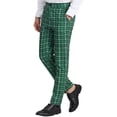 thumbnail image 4 of Unique Bargains Men's Checked Pattern Suit Pants Flat Front Plaid Dress Pants 36 Dark Green, 4 of 6