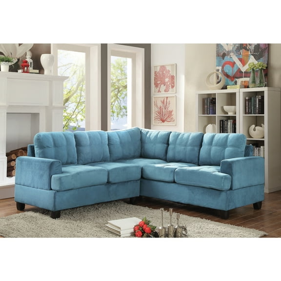 MidCentury Sectional Sofa - Modern Modular Design, Aqua Blue Seating