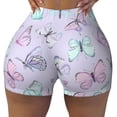 thumbnail image 2 of Haiem Purple Butterfly No Front Seam Biker Shorts for Women Yoga Workout Gym Bike Shorts with Tummy Control Moisture-Wicking-, 2 of 9