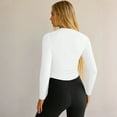 thumbnail image 4 of Womens Shirts,Womens Going Out Long Sleeve Crop Tops Sexy V Neck Shirts Ribbed Blouses for Women Fitted Slim T-Shirt White L, 4 of 4