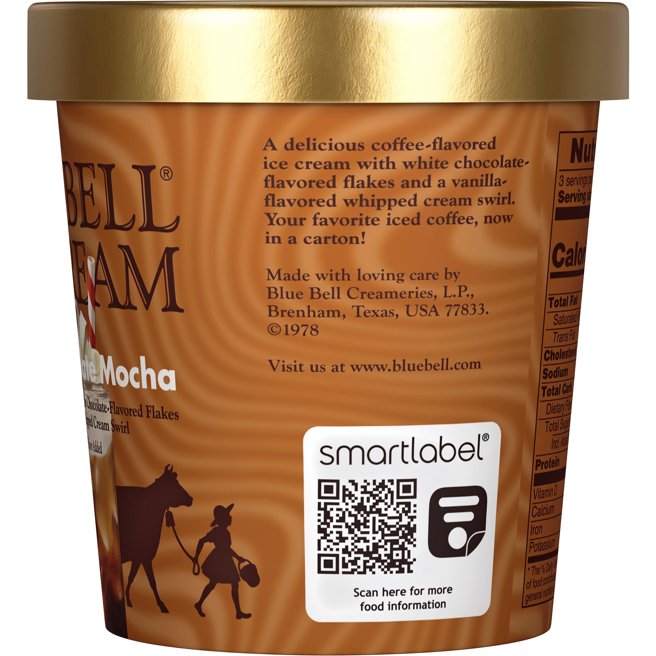 Blue Bell White Chocolate Mocha Ice Cream Pint, 16 fl oz