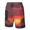 thumbnail image 4 of Balery Sunset Western Desert Cowboy Traje de Baño Estilo Hawaiano para Hombre, Shorts de Secado Rápido con Bolsillos-Small, 4 of 6