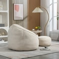 thumbnail image 6 of PORKISS Bean Bag Chair with Footrest, Microfiber Sofa Chair with High-Pressure Foam, Modern Lazy Sofa with Padded Foam Padding for Adults, Beige, 6 of 11