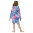 thumbnail image 4 of FORMRS Niños Bathrobe Unisex Hooded Robe Soft Plush Pajamas Sleepwear, Size 7-9T, Watercolor Blue Marble Pattern, 4 of 7