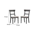 thumbnail image 4 of Benzara BM186230 Wooden Side Chair with Fabric Upholstered Seat, Gray - 35 x 20 x 19 in. - Set of 2, 4 of 7