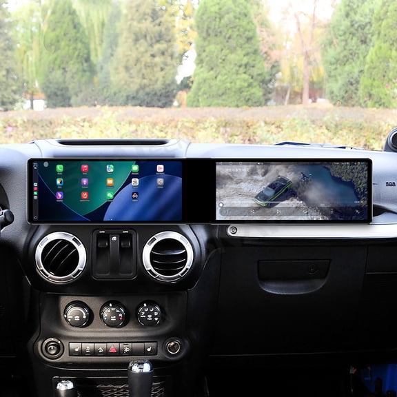 SNATEEN Dual 12.3 inch Carplay Screen/Radio/Multimedia Player for Jeep Wrangler Unlimited 2004-2017 Car Navigation/GPS Upgrade Headunit Android Display 1080P Touch Screen Receiver Replace System