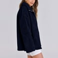 thumbnail image 4 of BangWanChi Womens Coats Winter Prime Women's Solid Winter Faux Coats Long Sleeve Lapel Pockets Fleece Jacket Casual Trendy Outerwear Navy XXL, 4 of 5