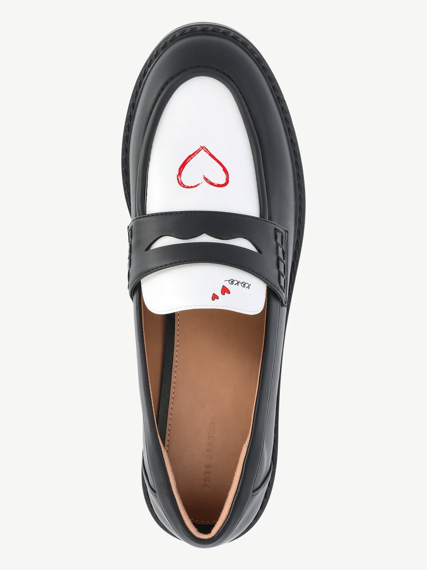 Free Assembly Women's Slip On Faux Leather Heart Loafers