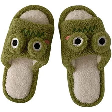 

PIKADINGNIS Fuzzy Slippers Women Kawaii Slippers Cartoon Frog Slippers Indoor Outdoor Shoes Home Floor Slippers