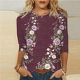 thumbnail image 2 of VBTAPA 3/4 Length Sleeve Shirts for Women Fashion 2025 Boho Summer Blouses Casual Loose Crewneck Tee Tops Big Sales Today Multicolor XXL, 2 of 6