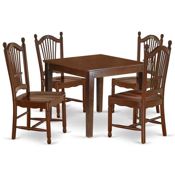 East West Furniture Dining Room Set Mahogany, OXDO5-MAH-W