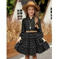 thumbnail image 5 of Oudiya Girls Swiss Dot Long Sleeve Dress V Neck Ruffle Tiered Casual Party Dress, 5-13Y, 5 of 7