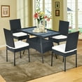 thumbnail image 1 of Costway 5PCS Patio Rattan Dining Set Cushioned Chair Table w/Glass Top Garden Furniture, 1 of 9