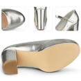 thumbnail image 3 of Plataforma Mary Janes Chunky Heels Pumps para Mujer Plateado US 9, 3 of 5