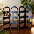 thumbnail image 5 of Foldable Screen Jewelry Organizer Black - 4-Panel Tabletop Earring Necklace Display Rack, PP Bag Pack for Dressing Table, 5 of 6