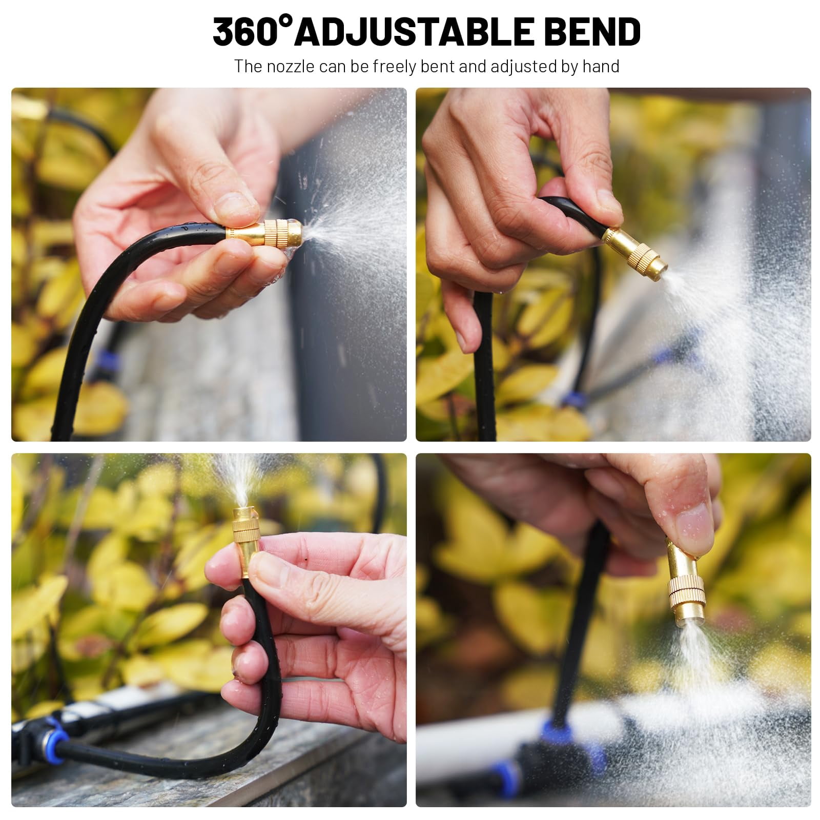 360° Adjustable Drip Irrigation System - 30 FT Garden Watering System with 10 Nozzles, Raised Bed Sprinkler Irrigation System, Garden Mister for Yard, Lawn, Plants, 5/16" Tubing