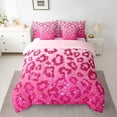 thumbnail image 2 of Feelyou Pink Cheetah Print Twin Bedding Sets 7pcs, Glitter Polkadots Women Comforter Set, 2 of 8