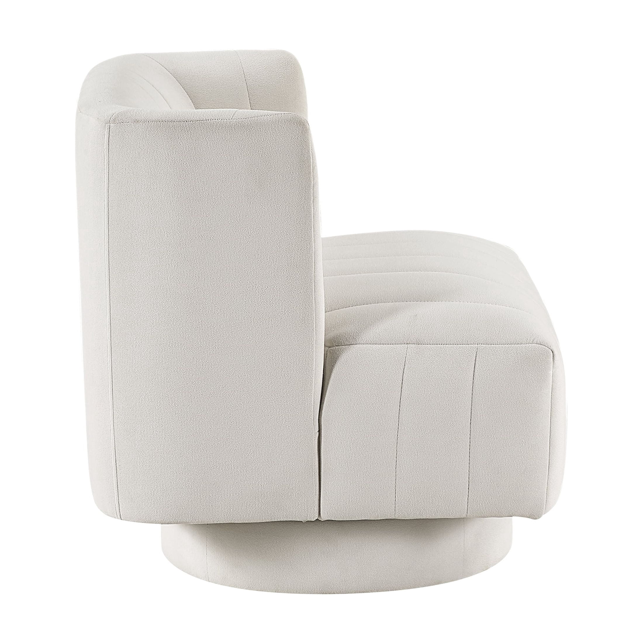 OakvillePark Glynworth Textured Fabric Chennel Tufted Swivel Chair, Beige