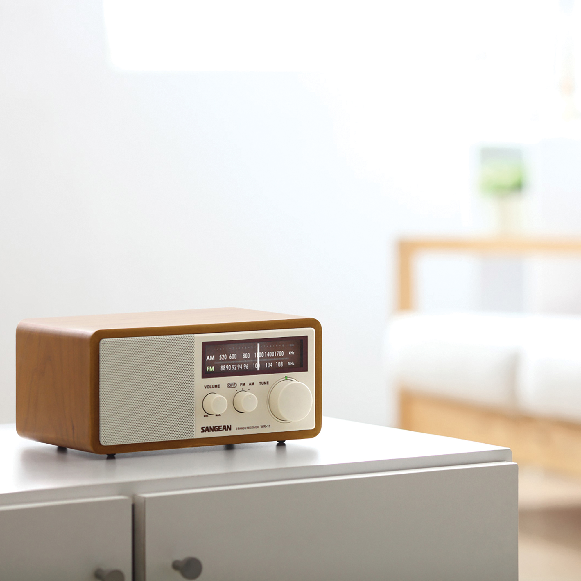 Sangean AM FM Aux Wooden Cabinet Table Top Radio with AUX Input - image 4 of 4