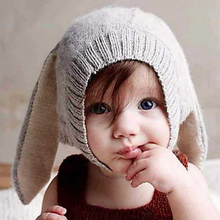 Maraso Baby Rabbit Bunny Ear Hat Toddler Kids Winter Warm Crochet Knit Earflap Cap