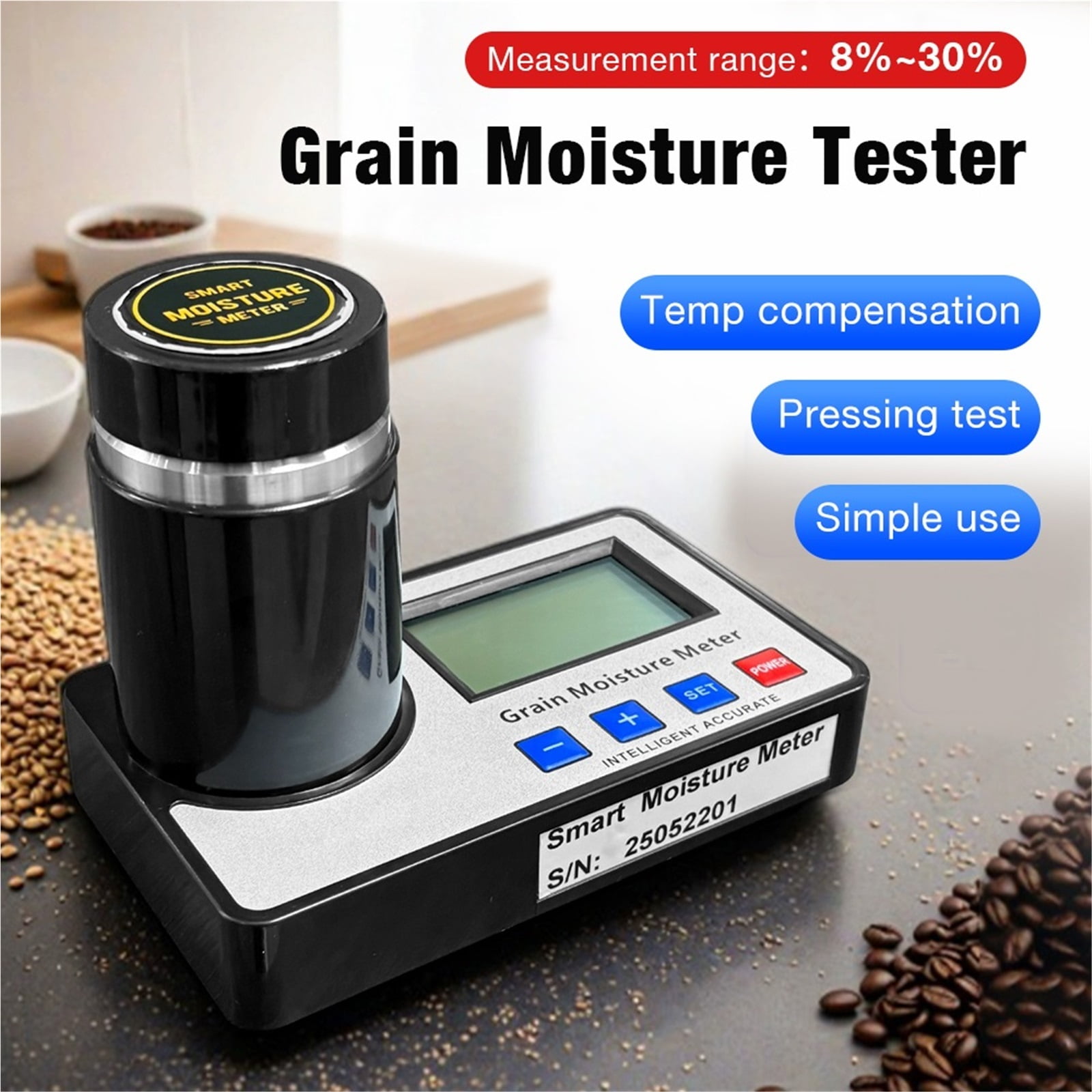 Coffee Bean Grain Moisture Meter For 19 Kinds Grains Hygrometer Humidity Tester Wheat Rice Grain Moisture Detector - Multi-Surface Use