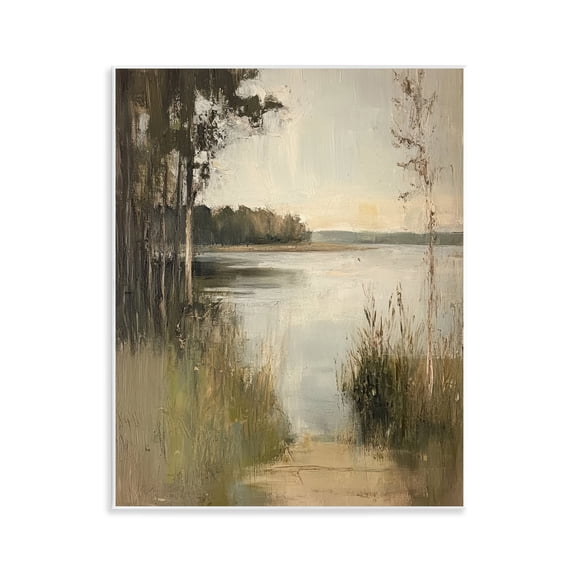 Stupell Industries Wild Grasses by Lakeside Landscape & Nature Painting Unframed Art Print Wall Art, 11 x 14