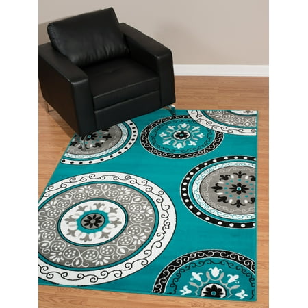 Woven Paisley Scroll - United Weavers Brasserie Cozy Scroll Aqua Woven Olefin Area Rug or Runner
