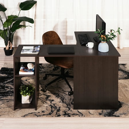 Ul Li L Shaped Corner Desk Large Workspace Legroom With Storage Easy Assembly To Clean Canada Ul Li L Shaped Corner Desk, Corner Desk Brown