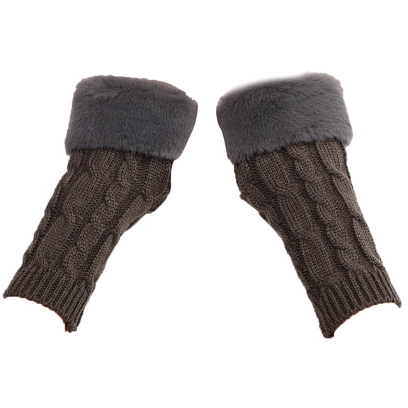 comerut 1 Pair Knitted Gloves Fuzzy Fingerless Stretchy Thumb Hole Soft Keep Warm Solid Color Autumn Winter Women Writing Gloves for Outdoor