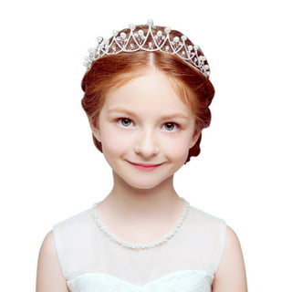 Little Girls Flower Pearl Crown First Communion Flower Girl Tiara Headpiece  Veil (V036) 