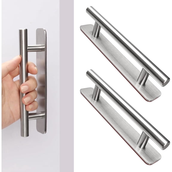Pack of 2 Self-Adhesive Furniture Handles, 150 mm Cabinet Handles, Stainless Steel, Kitchen Handles, Cabinet Drawer, Drawer Handles, Door Handles for Wardrobe, Sliding Door, Balcony Door