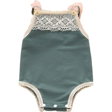 

MELDVDIB Baby Romper Toddler Kids Baby Girls Lace Ribbed Vest Solid Jumpsuit Romper Princess Clothes Gift on Clearance