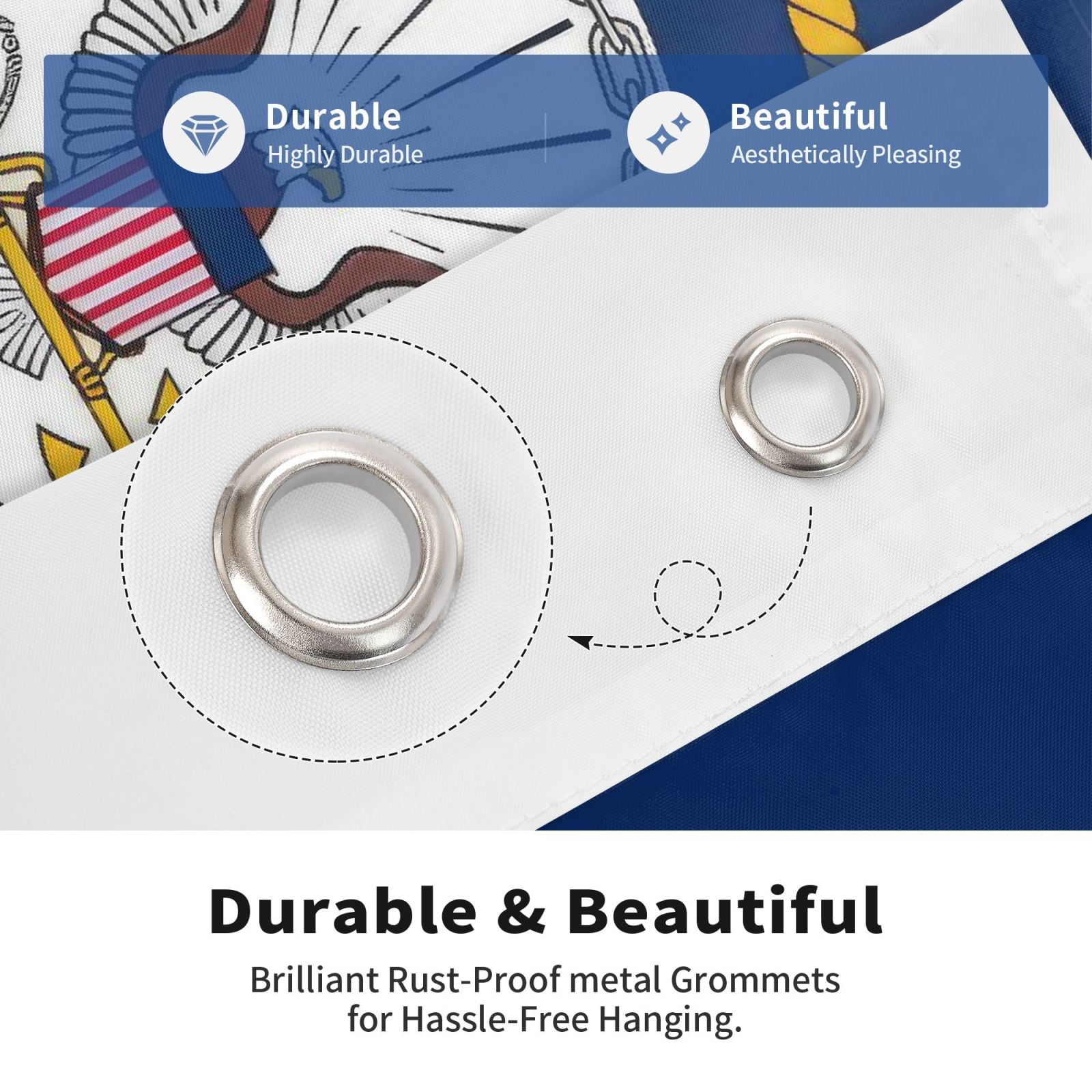 US Navy Flag 3x5 FT Outdoor 3Ply Double Sided US American Navy Flags USA Army Military Flags Navy Naval Military Flags United State Navy Flags Banner 2 Brass Grommets US Navy Decor Outside Indoor