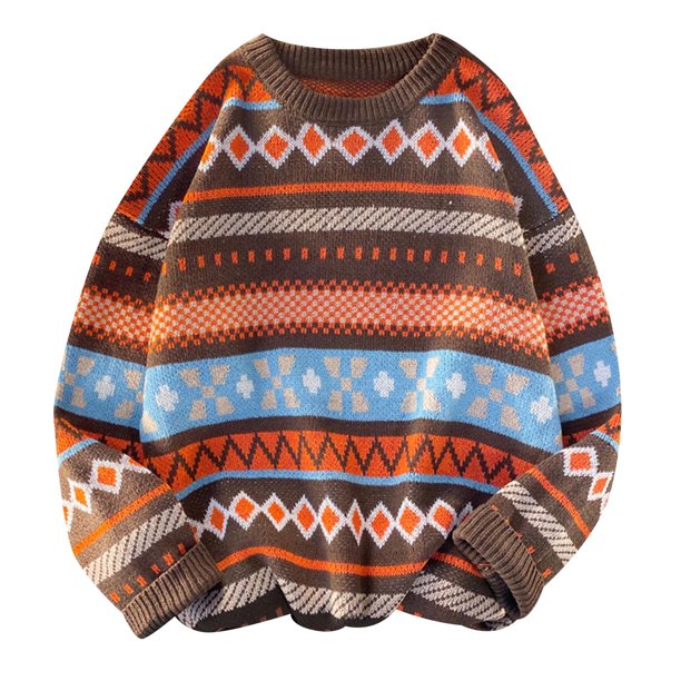 Gibobby Suéter de cuello redondo para hombre Suéter de Forro Polar para Hombre Sudadera para Hombre(Café,Mediana)