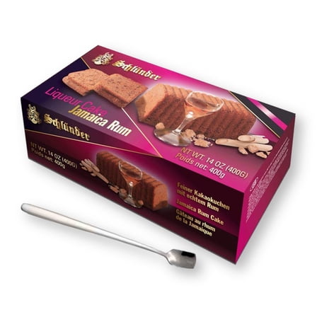 Schlunder Jamaica Rum Liquor Cake 14 oz. (400 g) with 1 Bonus Modern Stainless Steel Stirring Spoo