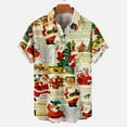 thumbnail image 2 of JINMGG Mens Shirts Clearance,Men Casual Solid Buttons Christmas Santa Claus Print with Pocket Turndown Short Sleeve Shirt Blouse, 2 of 5