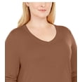 thumbnail image 2 of JM COLLECTION Womens Brown Long Sleeve Top Plus Size: 1X, 2 of 3