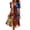 Deep Red, variant on Casual Summer Dresses for Women 4th of July American Flag Short Sleeve Wrap V Neck Tie Waist A-Line Flowy Midi Sundress