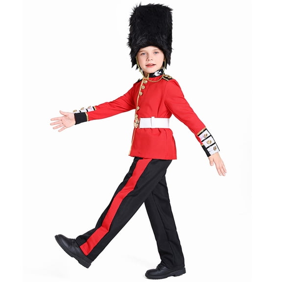 HAYIMI Kids Outfit Sets Child British Guard Boys Official Dress With Tunic Hat Boho O-Neck Cartoon Clothes Sets