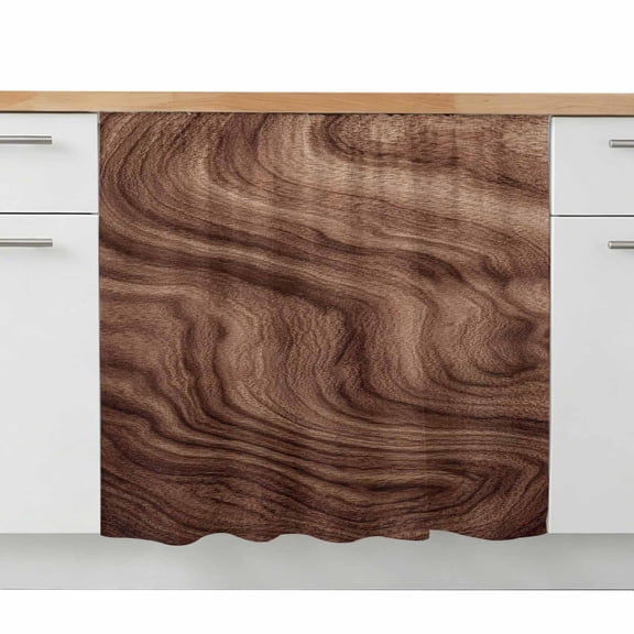 Retro Wood Grain Sink Skirt 11"W x 13"L,Dustproof Under Sink Curtain Skirt for Bathroom Kitchen,Rustic Farmhouse Wooden Board Brown Adhesive Short Curtain Vanity Cover for Laundry Closet Shoe Rack
