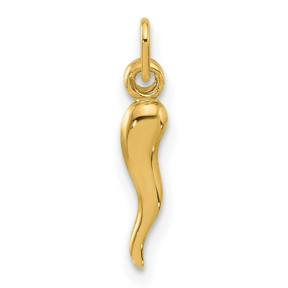 Auriga 14k Yellow Gold Polished Hollow Italian Horn Pendant for Women (L-16.8 mm, W-3 mm)