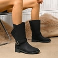 thumbnail image 6 of Lovzfmll Wide Calf Boots for Women, Plus Size Cowboy Riding Low Heel, Block Heel Round Toe Booties Belt Buckle Casual Black Boots, 6 of 9