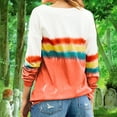 thumbnail image 5 of Womens Long Sleeve Crewneck Color Block Sweatshirt Tops Casual Striped Printed Loose Fit Shirts Blouses Tunic Tops, 5 of 7